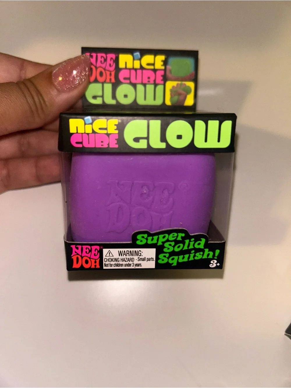 NeeDoh Nice Cube Glow Purple Squishy Toy